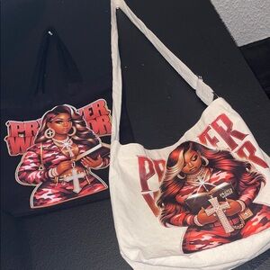 Prayer Warrior Graphic Shoulder Bag - Black and White